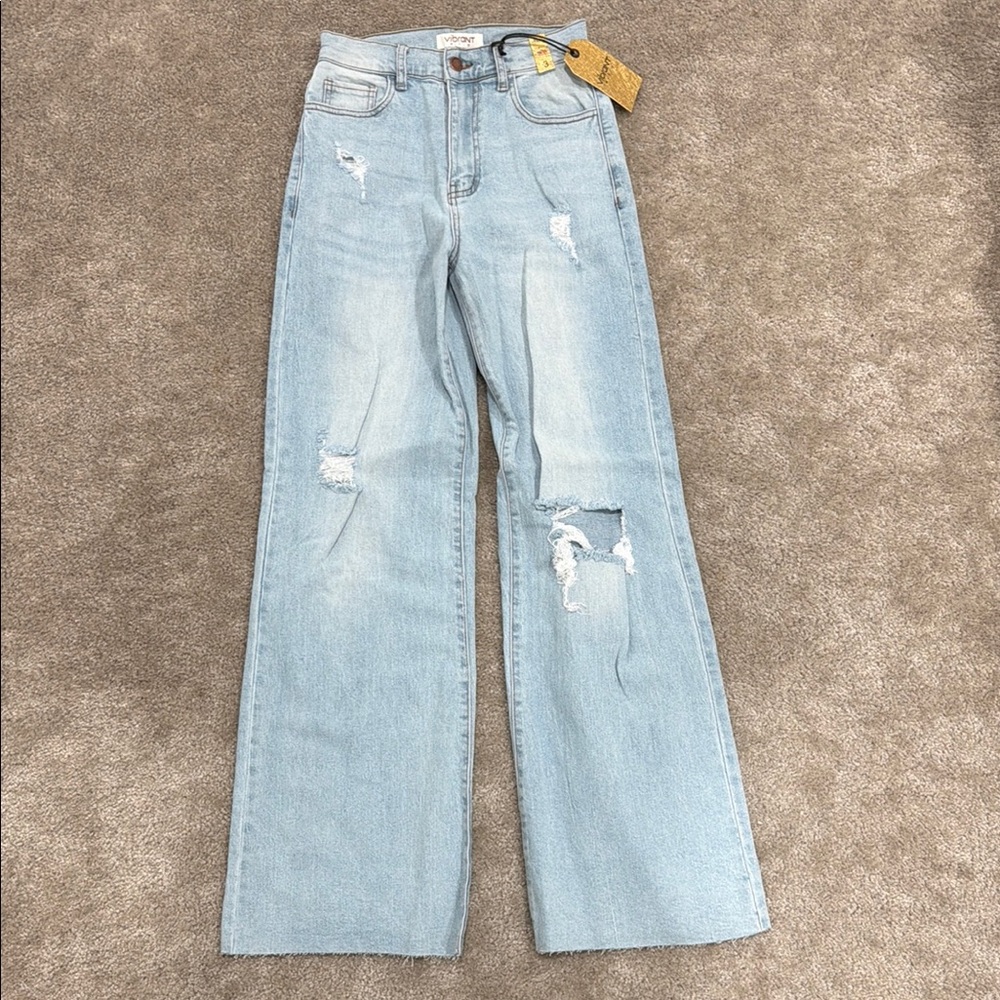 Vibrant Light Blue Flare Jeans